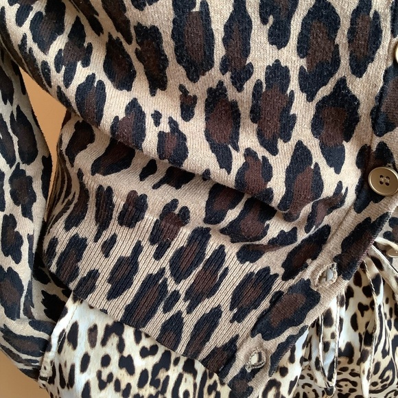 JONES NEW YORK Brown Leopard Cotton Knit Cardigan Size M - Picture 7 of 14
